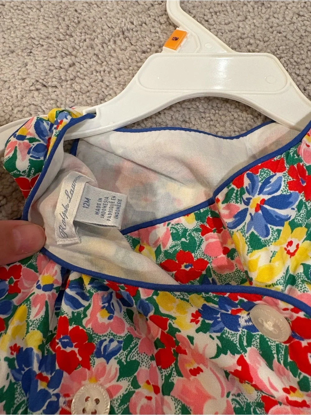 Ralph Lauren Multicolor Floral Dress with Matching Bloomers - 12 Months